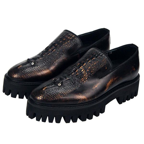 dress shoes fashion pointed toe increase oxford casual loafers genuine leather platform handmade slip on men, Black
dress shoes fashion pointed toe increase oxford casual loafers genuine leather platform handmade slip on men, Black