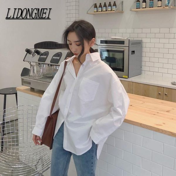 irresistible women shirts white plain loose oversized blouses female korean style blusas pockets temperament all-match women's &
irresistible women shirts white plain loose oversized blouses female korean style blusas pockets temperament all-match women's &