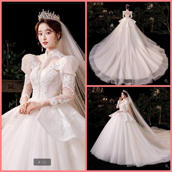 2021 new arrival white 3/4 sleeve ball gown wedding dresses lace appliques beaded high neckline princess puffy bride dress court train plus
2021 new arrival white 3/4 sleeve ball gown wedding dresses lace appliques beaded high neckline princess puffy bride dress court train plus