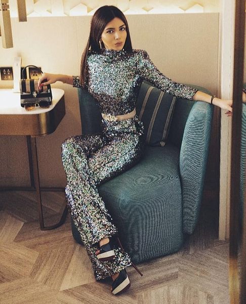 fashion autumn women sets full length sequined pant high street gothic evening party women's two piece pants, White
fashion autumn women sets full length sequined pant high street gothic evening party women's two piece pants, White