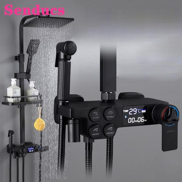 bathroom shower set quality brass bathtub mixer faucet black bronze digital system rainfall thermostatic sets
bathroom shower set quality brass bathtub mixer faucet black bronze digital system rainfall thermostatic sets