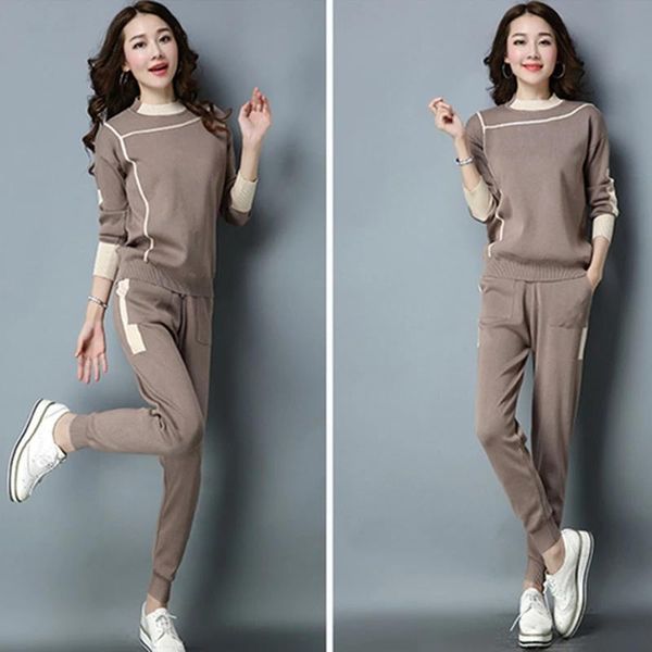 autumn winter knitted tracksuit women tracksuits two piece suite long sleeve sweater pullover set elastic waist trousers suit, Gray
autumn winter knitted tracksuit women tracksuits two piece suite long sleeve sweater pullover set elastic waist trousers suit, Gray