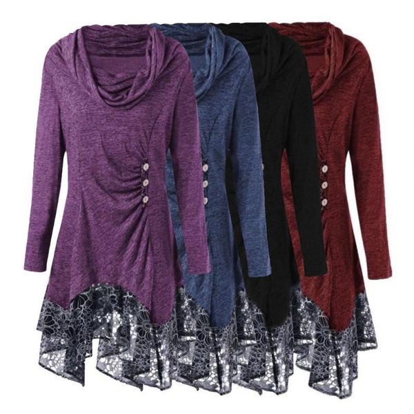 casual dresses female vestidos buttons decor lace splicing mini dress hem solid color high collar draped long sleeve women streetwear, Black;gray
casual dresses female vestidos buttons decor lace splicing mini dress hem solid color high collar draped long sleeve women streetwear, Black;gray