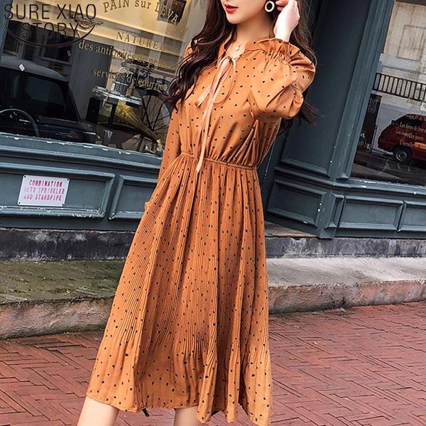 casual dresses pleated dress women 2021 spring yellow vintage dot chiffon long flare sleeve party bow empire clothes 8663 50, Black;gray
casual dresses pleated dress women 2021 spring yellow vintage dot chiffon long flare sleeve party bow empire clothes 8663 50, Black;gray