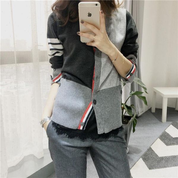 women's knits & tees 2021 spring and summer cardigan sweater jacket contrast color striped long-sleeved women, White
women's knits & tees 2021 spring and summer cardigan sweater jacket contrast color striped long-sleeved women, White