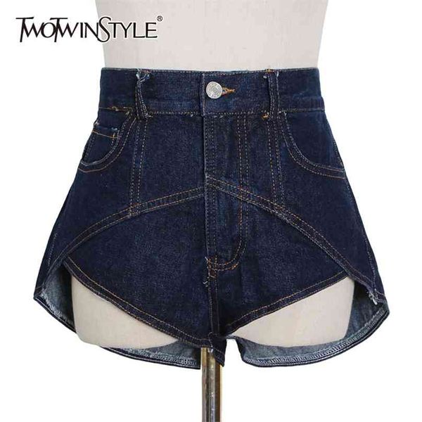 twotwinstyle irregular slim denim short for women high waist casual shorts female fashion clothing summer style 210719, White;black
twotwinstyle irregular slim denim short for women high waist casual shorts female fashion clothing summer style 210719, White;black