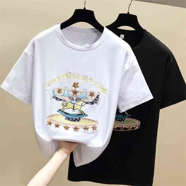 wwenn women summer embroidery t shirts o neck t-shirt cotton tshirt white black short sleeve vetement femme 210507
wwenn women summer embroidery t shirts o neck t-shirt cotton tshirt white black short sleeve vetement femme 210507
