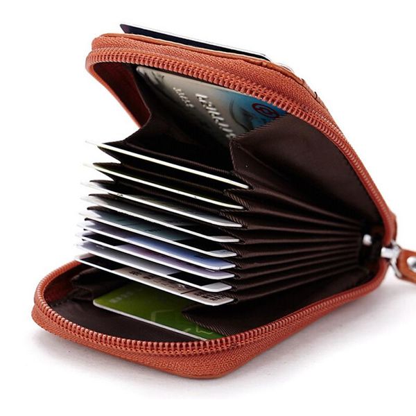 card holders brand design men women's genuine leather mini id holder case causal keeper organizer purse with 11 pockets, Brown;gray
card holders brand design men women's genuine leather mini id holder case causal keeper organizer purse with 11 pockets, Brown;gray