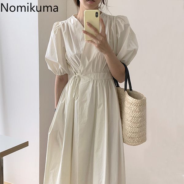 nomikuma summer dress women puff sleeve v-neck dresses korean causal lace up slim waist a-line vestido de mujer 6g318 210427, Black;gray
nomikuma summer dress women puff sleeve v-neck dresses korean causal lace up slim waist a-line vestido de mujer 6g318 210427, Black;gray