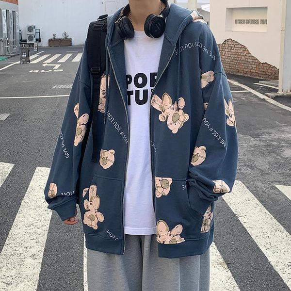 men's hoodies & sweatshirts cardigan sweater spring and autumn ins hong kong style bear full print hooded jacket trend hip-hop casual s, Black
men's hoodies & sweatshirts cardigan sweater spring and autumn ins hong kong style bear full print hooded jacket trend hip-hop casual s, Black