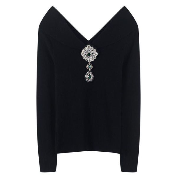women's sweaters winter women pendant one-neck design chic black knit sweater jumper flash drilling beaded luxury pullover clothes nid6, White;black
women's sweaters winter women pendant one-neck design chic black knit sweater jumper flash drilling beaded luxury pullover clothes nid6, White;black
