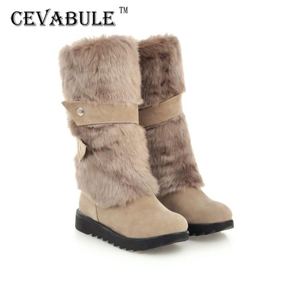 boots cevabule 2021 fashion fur snow flat ladies casual plus size for women winter tyx, Black