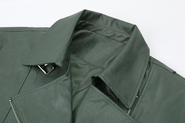 women's leather & faux lapel long sleeve autumn green pu loose bandage large size jacket women coat veste cuir femme, Black
women's leather & faux lapel long sleeve autumn green pu loose bandage large size jacket women coat veste cuir femme, Black