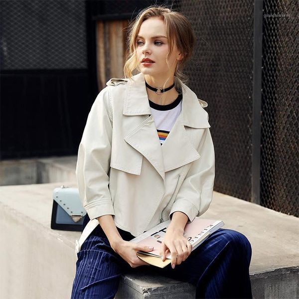 women's leather & faux women jacket spring autumn female slim 3/4 sleeve with belt loose short biker coat ladies outwear, Black
women's leather & faux women jacket spring autumn female slim 3/4 sleeve with belt loose short biker coat ladies outwear, Black