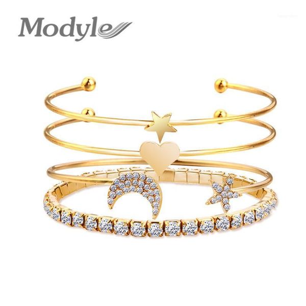 modyle new fashion jewelry gold color 4pcs/set love heart moon star heart crystal bracelet party jewelry bracelet set gifts1, Black
modyle new fashion jewelry gold color 4pcs/set love heart moon star heart crystal bracelet party jewelry bracelet set gifts1, Black