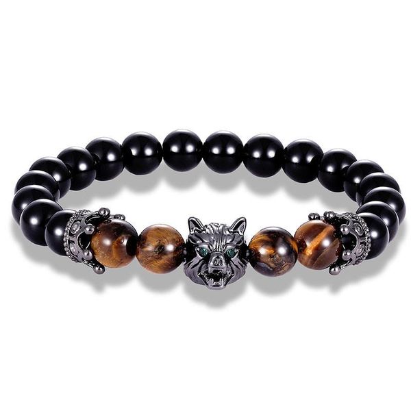 beaded, strands vintage animal style green eye wolf head bracelet zircon natural stone for man jewelry gifts, Black
beaded, strands vintage animal style green eye wolf head bracelet zircon natural stone for man jewelry gifts, Black