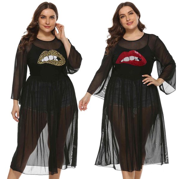 women's plus size large perspective mesh pleated skirt sequin lip embroidery applique medium length blouse for women
women's plus size large perspective mesh pleated skirt sequin lip embroidery applique medium length blouse for women