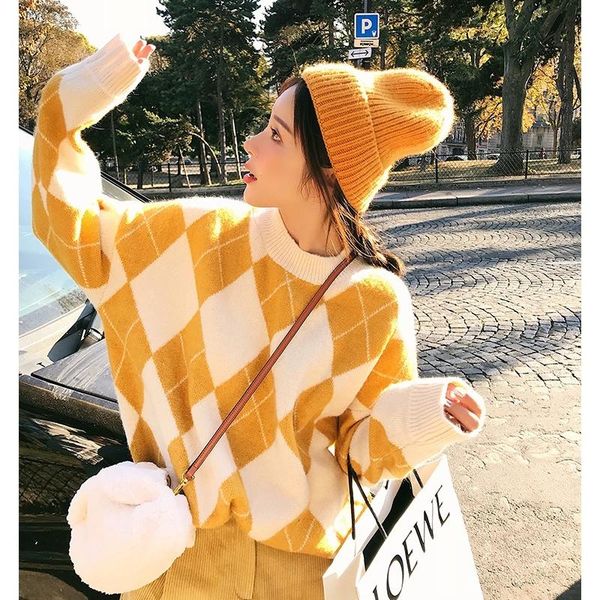 women's sweaters oversized womens jumper loose plaid knitted pullover christmas sweater autumn winter plus size, White;black
women's sweaters oversized womens jumper loose plaid knitted pullover christmas sweater autumn winter plus size, White;black