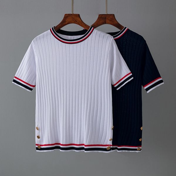 women's summer ice stripe college style sleeve t-shirt looks thin with color contrast edge short aging white tide, White;black
women's summer ice stripe college style sleeve t-shirt looks thin with color contrast edge short aging white tide, White;black