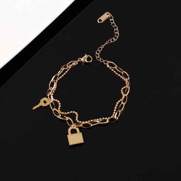 stainless steel lock key women's chain bracelet fashion personality letter "love" titanium jewelry link,, Black
stainless steel lock key women's chain bracelet fashion personality letter "love" titanium jewelry link,, Black