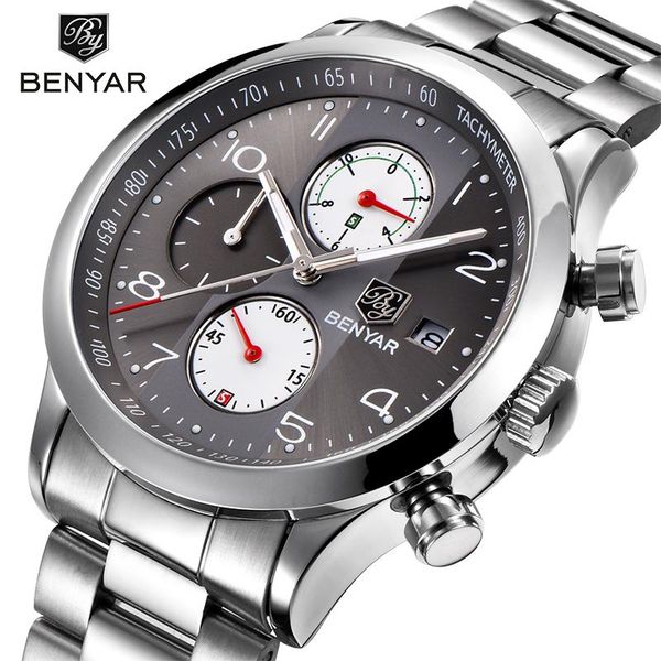 wristwatches benyar watches men fashion chronograph sport stainless steel strap brand grey quartz watch clock relogio masculino reloj hombre, Slivery;brown
wristwatches benyar watches men fashion chronograph sport stainless steel strap brand grey quartz watch clock relogio masculino reloj hombre, Slivery;brown