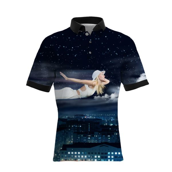 

19SS New Style Urban Night Star Sky Print Men's Casual Polo Shirts Hot Sellers BIG SIZE Mens Designer T Shirts Loose Version