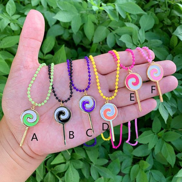 pendant necklaces cute trendy lollipop shape enamel gold plated pndant beads chain necklace bulk commemorative gift jewelry wholesale, Silver
pendant necklaces cute trendy lollipop shape enamel gold plated pndant beads chain necklace bulk commemorative gift jewelry wholesale, Silver