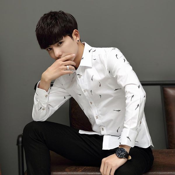 men's casual shirts arrival men shirt long-sleeved mens fashion trend printing man dress brand clothing, White;black
men's casual shirts arrival men shirt long-sleeved mens fashion trend printing man dress brand clothing, White;black