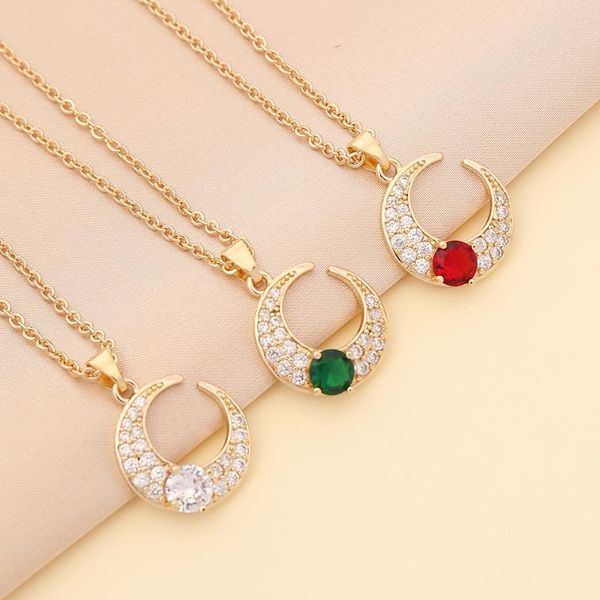 pendant necklaces multi-color zircon jewelry, moon necklace, fashionable small lady simple metal chain, Silver
pendant necklaces multi-color zircon jewelry, moon necklace, fashionable small lady simple metal chain, Silver