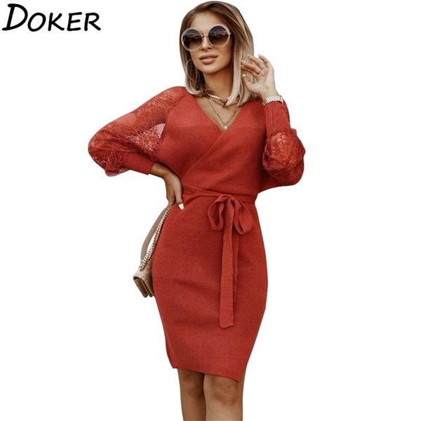 winter lace knitted dres casual fashion plus size v-neck long sleeve bandage elegant party ladies mini dresses 210604, Black;gray
winter lace knitted dres casual fashion plus size v-neck long sleeve bandage elegant party ladies mini dresses 210604, Black;gray