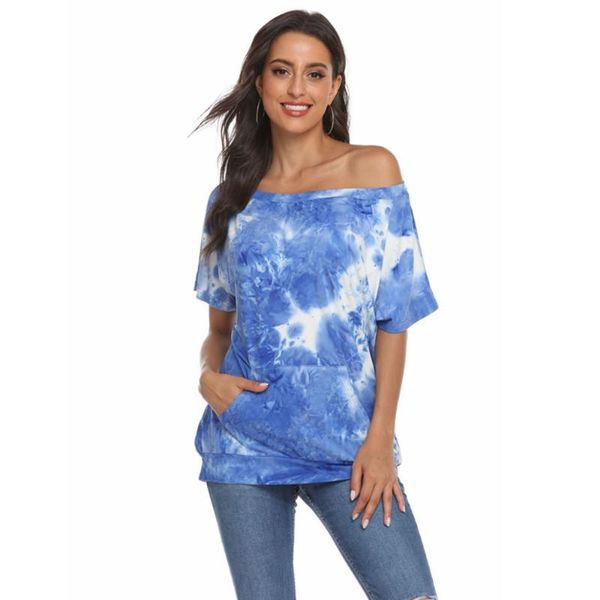 women's tie-dyed summer/autumn 2021 off-the-shoulder pocket in solid color slant shoulder t-shirt with insertion, White
women's tie-dyed summer/autumn 2021 off-the-shoulder pocket in solid color slant shoulder t-shirt with insertion, White