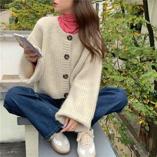 winter women's fashion knitted cardigan sweater single-breasted long sleeve loose cardigans female pull femme hiver, White
winter women's fashion knitted cardigan sweater single-breasted long sleeve loose cardigans female pull femme hiver, White