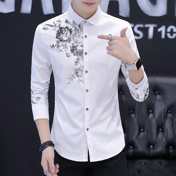 men's casual shirts men long sleeve spring autumn fashion rose pattern print business social banquet slim 3xl, White;black
men's casual shirts men long sleeve spring autumn fashion rose pattern print business social banquet slim 3xl, White;black