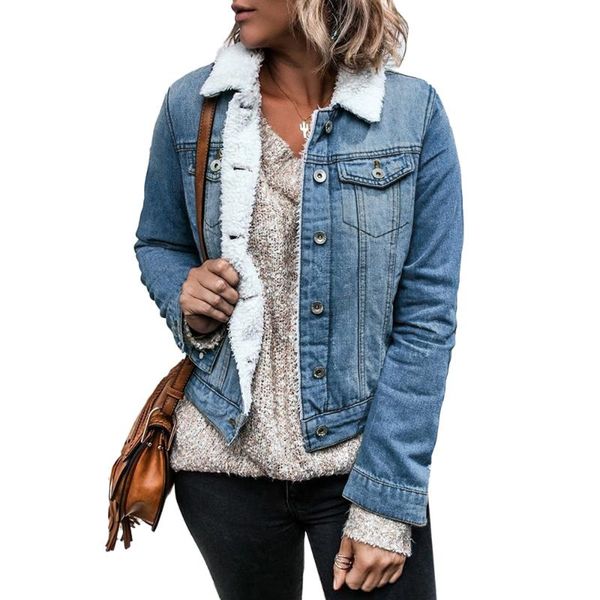 women's jackets autumn fur denim jacket women winter pockets long sleeve single breasted solid button casual female warm turn-down coll, Black;brown
women's jackets autumn fur denim jacket women winter pockets long sleeve single breasted solid button casual female warm turn-down coll, Black;brown