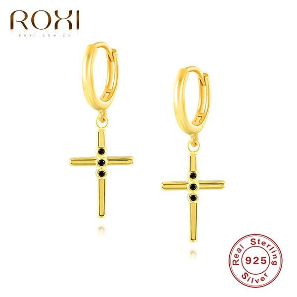 hoop & huggie roxi classic dangle black crystals cross earrings for women jewelry earring cartilage 925 sterling silver pendientes, Golden;silver
hoop & huggie roxi classic dangle black crystals cross earrings for women jewelry earring cartilage 925 sterling silver pendientes, Golden;silver