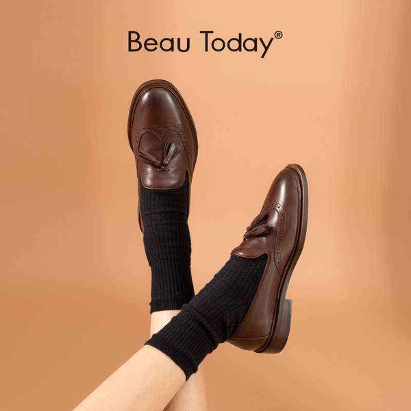 women's casual shoes with tassels cowhide flat round head and wax handmade 2 9, Black
women's casual shoes with tassels cowhide flat round head and wax handmade 2 9, Black