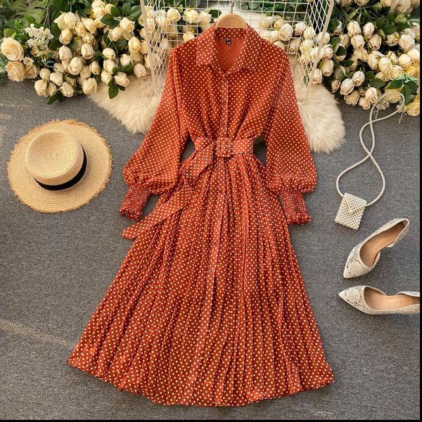 spring and womens dress summer french vintage maxi sundress ladies long sleeve orange polka dot chiffon pleated dresses femme robe, Black;gray
spring and womens dress summer french vintage maxi sundress ladies long sleeve orange polka dot chiffon pleated dresses femme robe, Black;gray