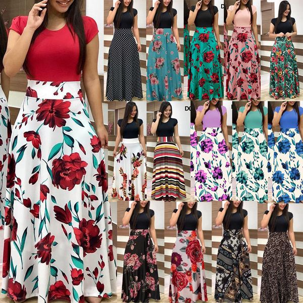 2021 summer new flower polka dot print color matching short sleeve dress women fashion round neck boho long dress femme robe, Black;gray
2021 summer new flower polka dot print color matching short sleeve dress women fashion round neck boho long dress femme robe, Black;gray