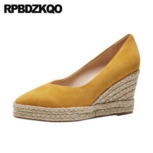 dress shoes platform wedge 2021 women celebrity pointed toe high heels yellow genuine leather suede 8cm espadrilles pumps size 4 34, Black
dress shoes platform wedge 2021 women celebrity pointed toe high heels yellow genuine leather suede 8cm espadrilles pumps size 4 34, Black