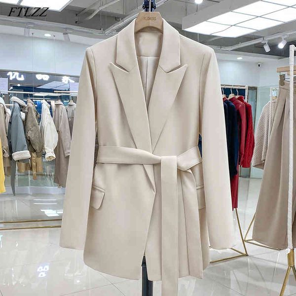 office lady turn-down collar sash tie up blazer elegant female beige black long sleeve with belt 210423, White;black
office lady turn-down collar sash tie up blazer elegant female beige black long sleeve with belt 210423, White;black