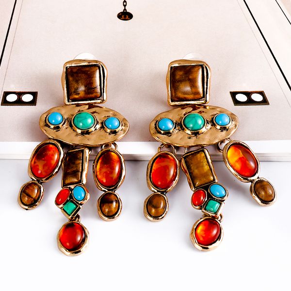 vintage metal long dangle drop earrings crystal statement colorful stone turquoise earring for women jewelry accessories, Silver
vintage metal long dangle drop earrings crystal statement colorful stone turquoise earring for women jewelry accessories, Silver