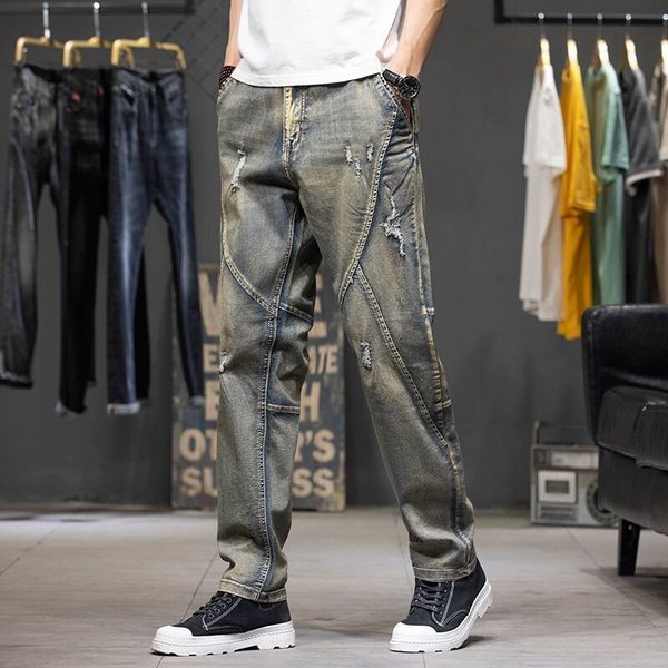 men's jeans thin summer brem pants ripped brim released straight in the most size, Blue
men's jeans thin summer brem pants ripped brim released straight in the most size, Blue