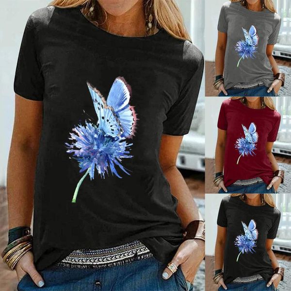 women's t-shirt women casual summer fashion butterfly print ladeis blouse o-neck short sleeve poleras mujer, White
women's t-shirt women casual summer fashion butterfly print ladeis blouse o-neck short sleeve poleras mujer, White
