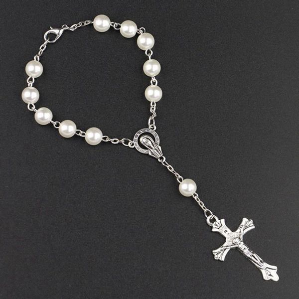 beaded, strands catholic rosary bracelet imitation pearl christ cross jesus pendant lady women bead chain bracelets for female jewelry, Black
beaded, strands catholic rosary bracelet imitation pearl christ cross jesus pendant lady women bead chain bracelets for female jewelry, Black