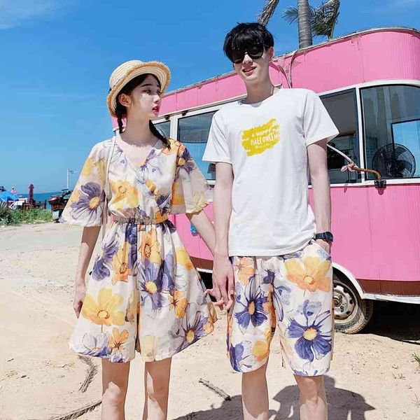 different lovers' suits 2020 new fashion summer beach seaside holiday collar women's men's dress, White;black
different lovers' suits 2020 new fashion summer beach seaside holiday collar women's men's dress, White;black