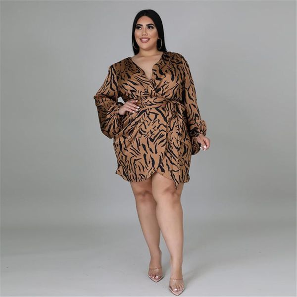 plus size dresses leopard print loose brown dress v collar waistband cardigan temperament women clothing wholesale drop, Black
plus size dresses leopard print loose brown dress v collar waistband cardigan temperament women clothing wholesale drop, Black