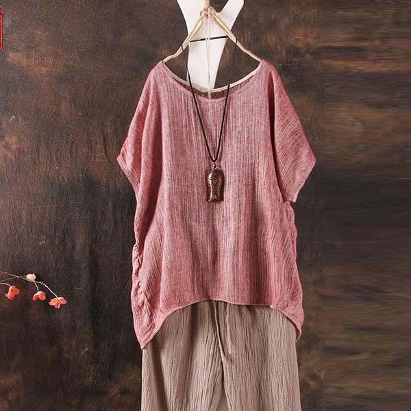 women's t-shirt women summer casual plain loose shirt asymmetrical linen solid tee female clothing, White
women's t-shirt women summer casual plain loose shirt asymmetrical linen solid tee female clothing, White