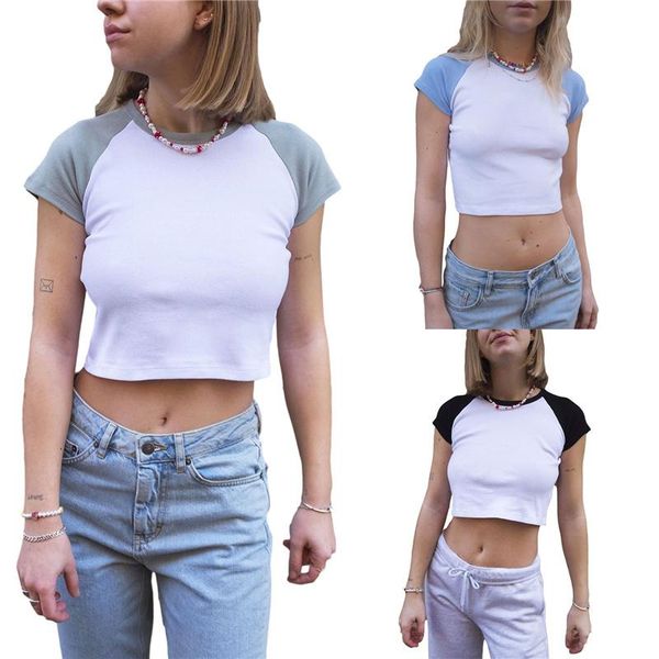 women crop casual summer adults solid color block short sleeve round neck t-shirt for po dairy wear women's, White
women crop casual summer adults solid color block short sleeve round neck t-shirt for po dairy wear women's, White