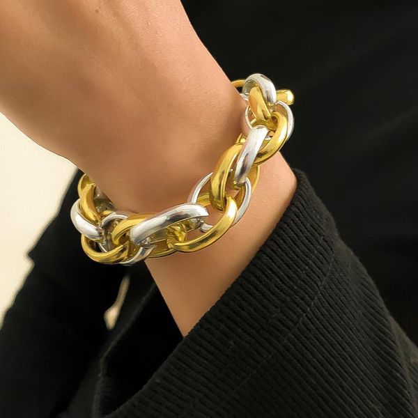 charm bracelets vintage gold/sliver color mixed aluminum chain bangle bracelet for women fashion trendy daily life jewelry, Golden;silver
charm bracelets vintage gold/sliver color mixed aluminum chain bangle bracelet for women fashion trendy daily life jewelry, Golden;silver