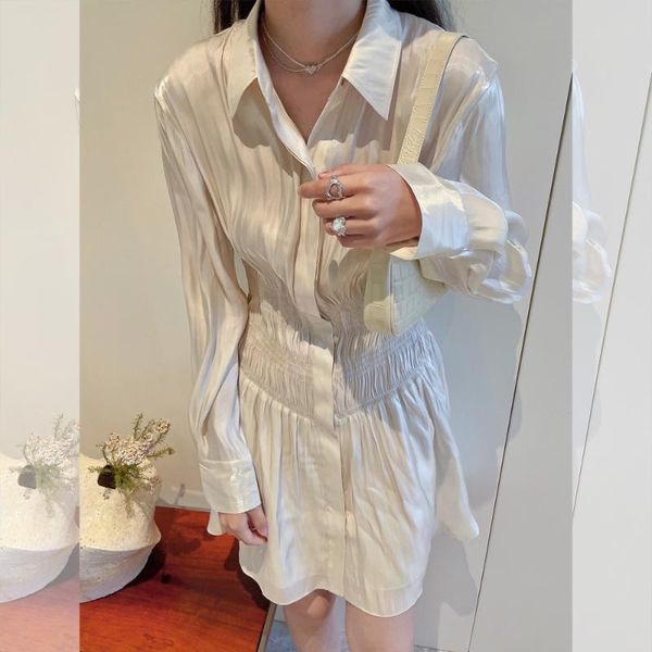 casual dresses 2021 early spring women streamer waist short turn-down collar long sleeve single-breasted pleated knee-length, Black;gray
casual dresses 2021 early spring women streamer waist short turn-down collar long sleeve single-breasted pleated knee-length, Black;gray